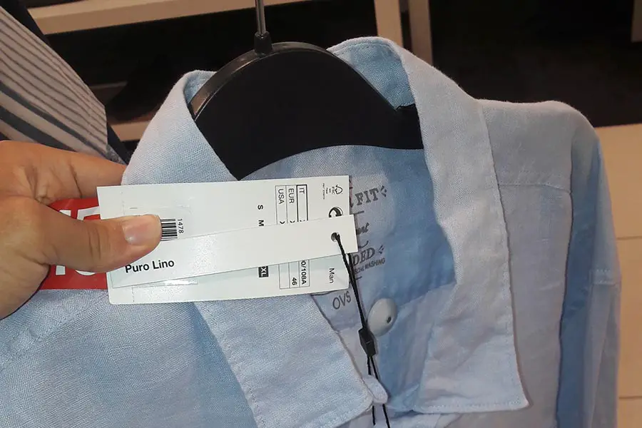 Light blue shirt with label